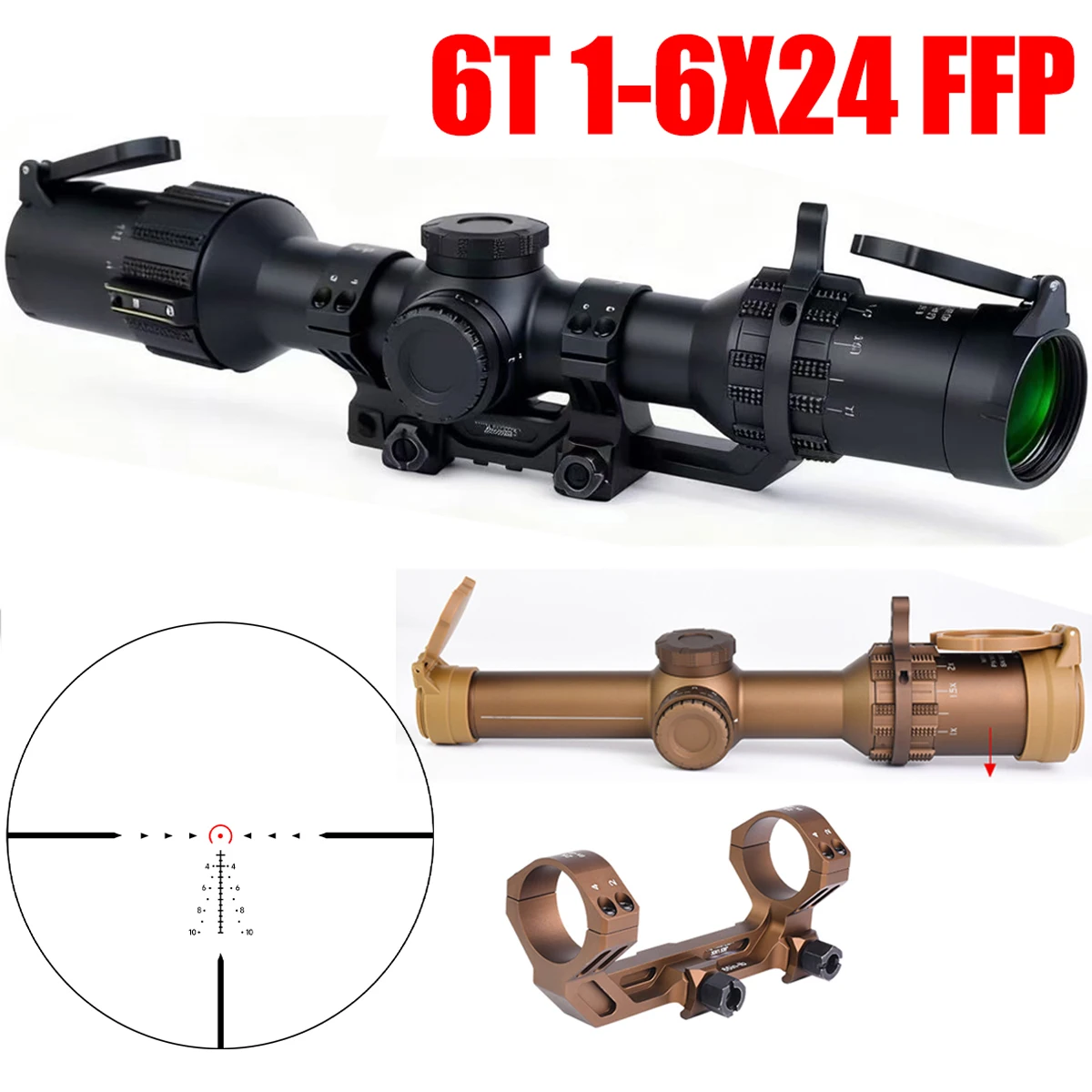 Mira táctica DWLR6 FFP retícula iluminada 30 mm montaje