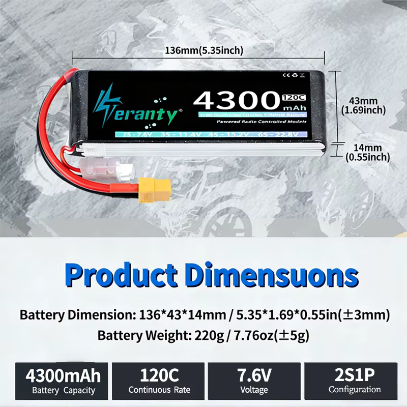 Batería LiPo TERANTY conector XT60/XT90 para RC FPV - imagen 3