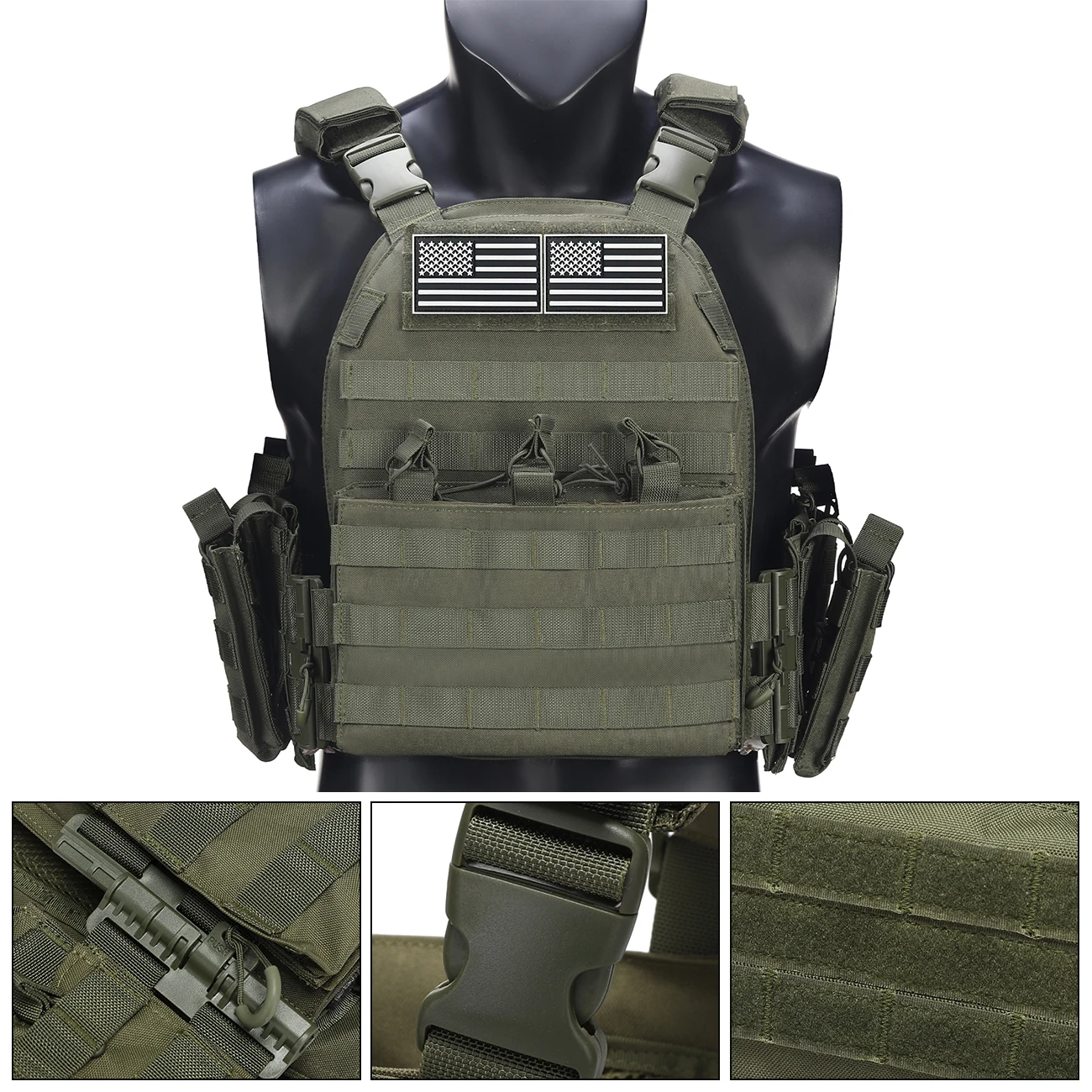 Chaleco táctico rápido MOLLE velcro multibolsillos exterior - imagen 5