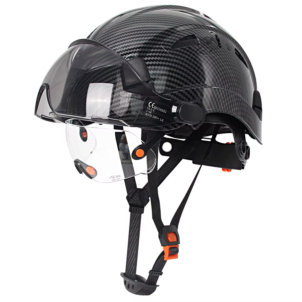 Casco de seguridad con visera integrada y suspensión multipunto