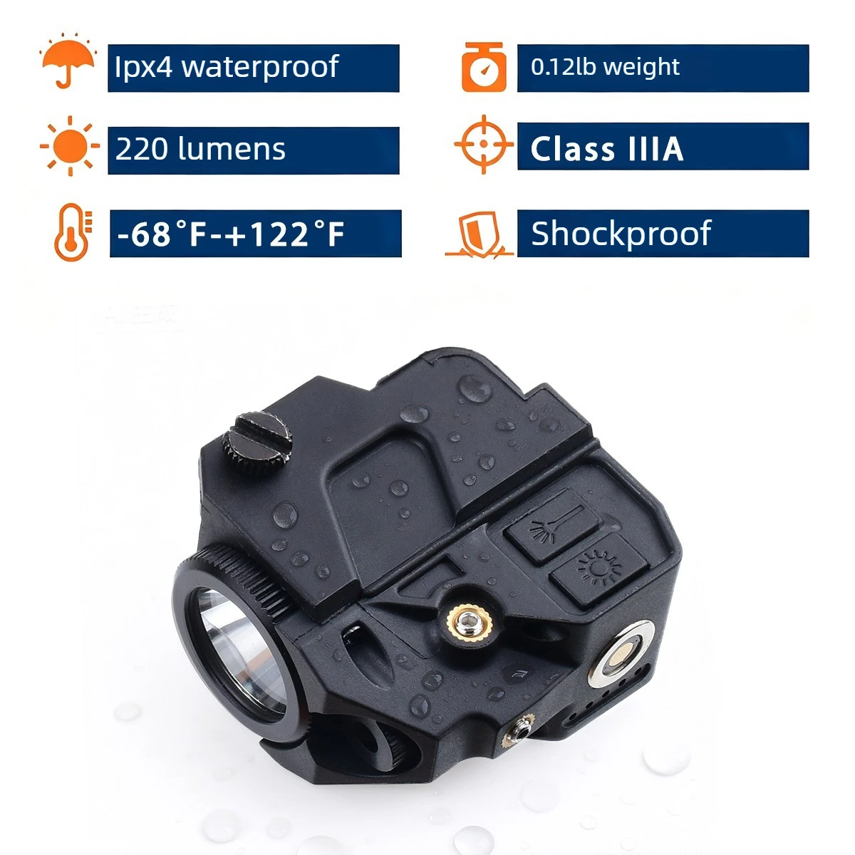 Linterna táctica LED con puntero láser para montaje en pistola - imagen 4