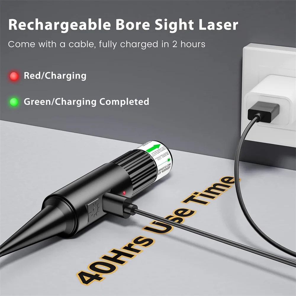 Mira láser recargable USB rojo y verde multicalibre con adaptadores - imagen 2