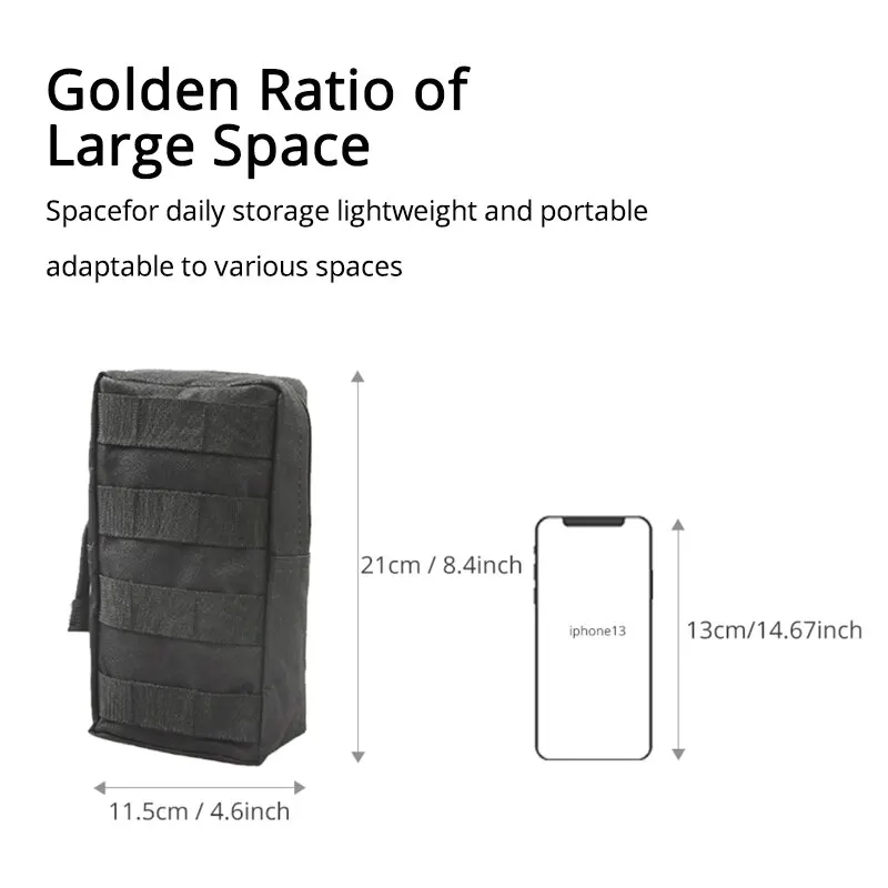 Bolsa de cintura MOLLE táctica Oxford negra para caza y aire libre