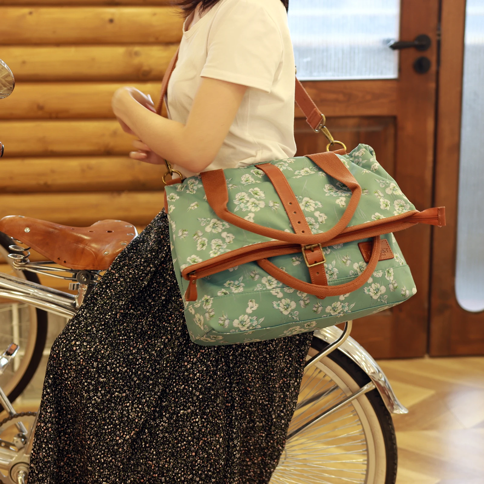 Tourbon Bolsa de bicicleta de asiento vintage nailon cuero - imagen 5