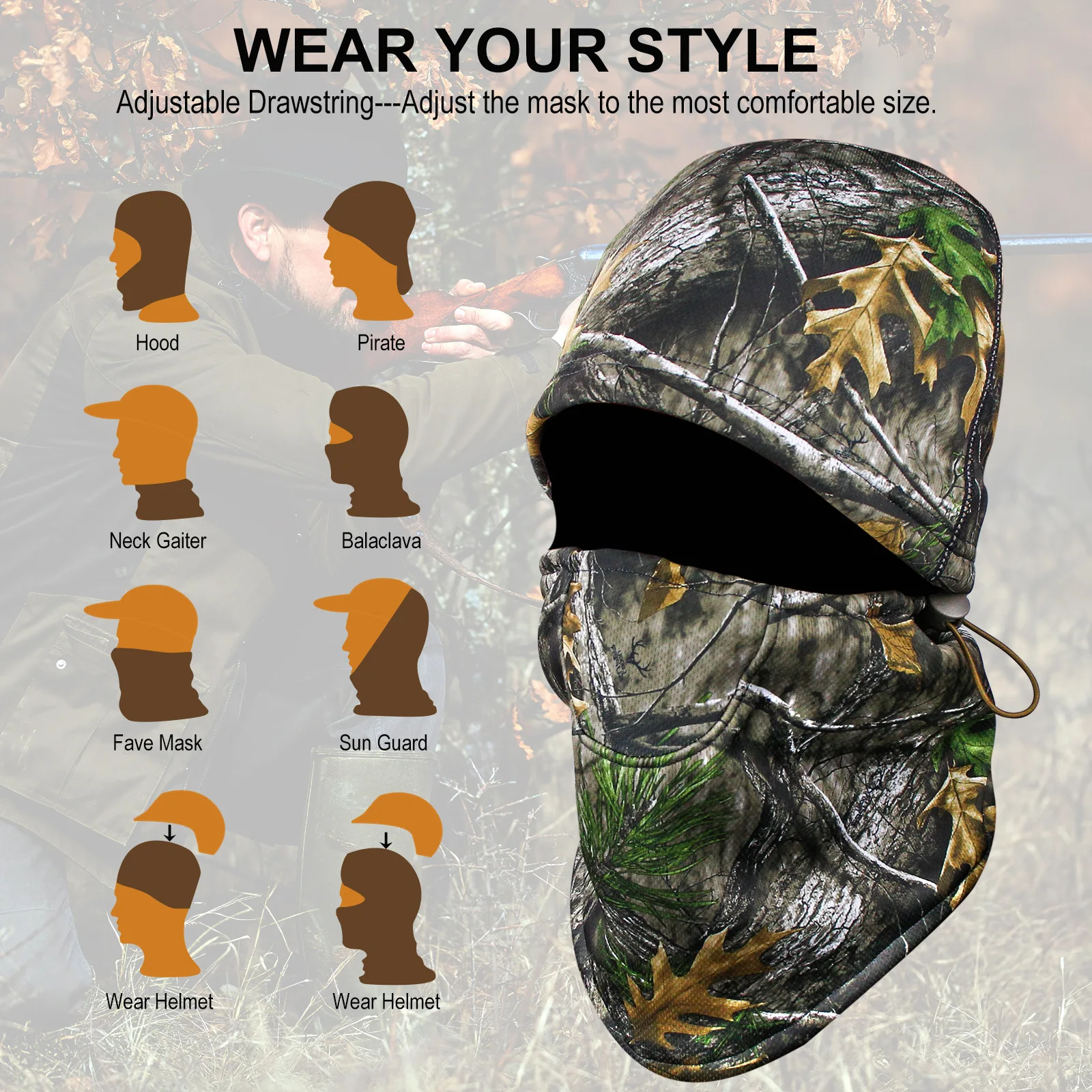 Gorro térmico windstopper Lana Camo Biónico – Caza Escalada Ciclismo - imagen 5