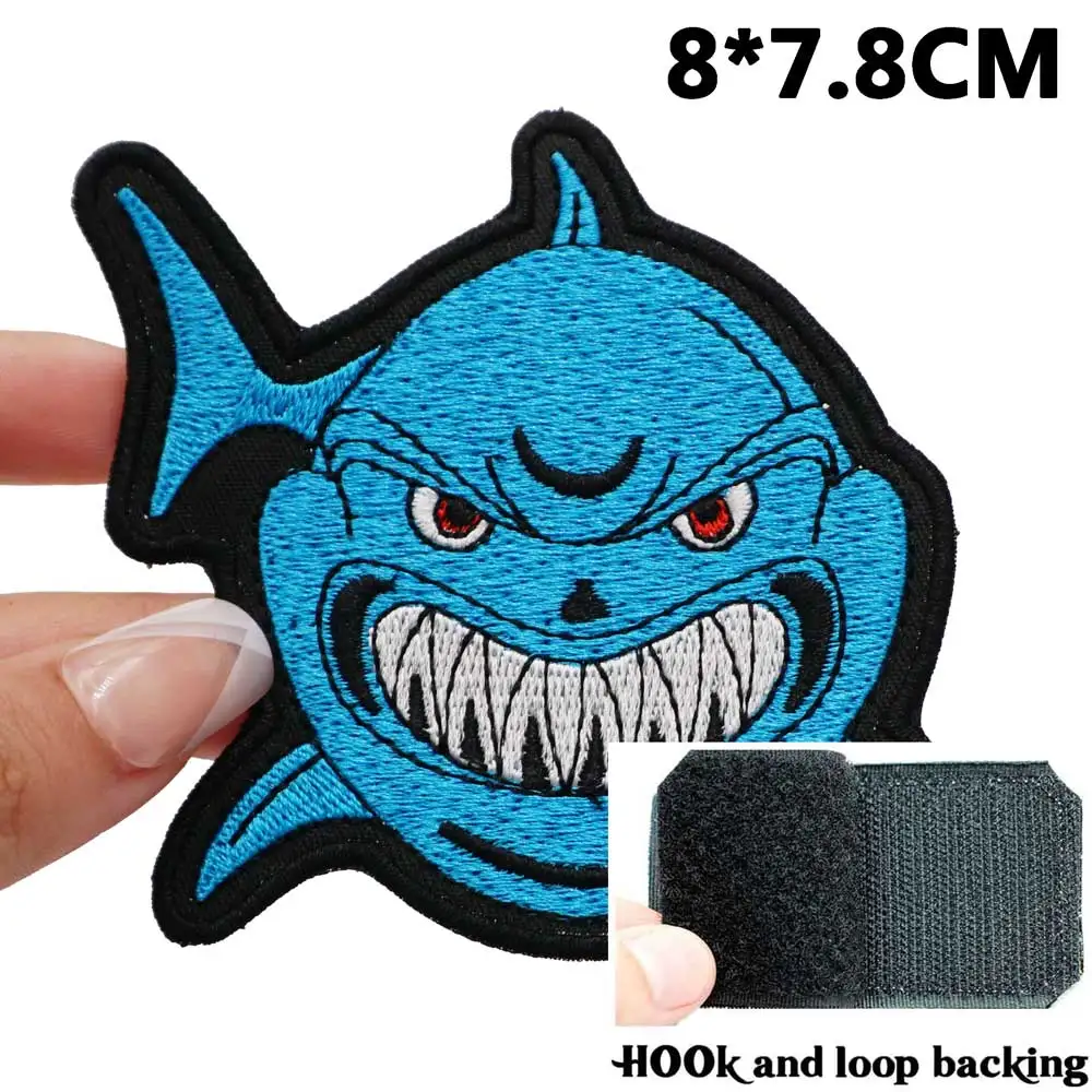 Angry Shark parches moto punk bordados con respaldo de gancho - imagen 3