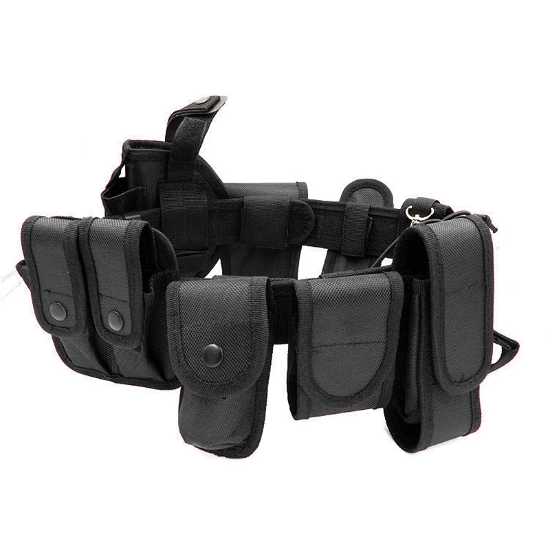Cinturón táctico Oxford de lona hombre con bolsillos y funda - imagen 2