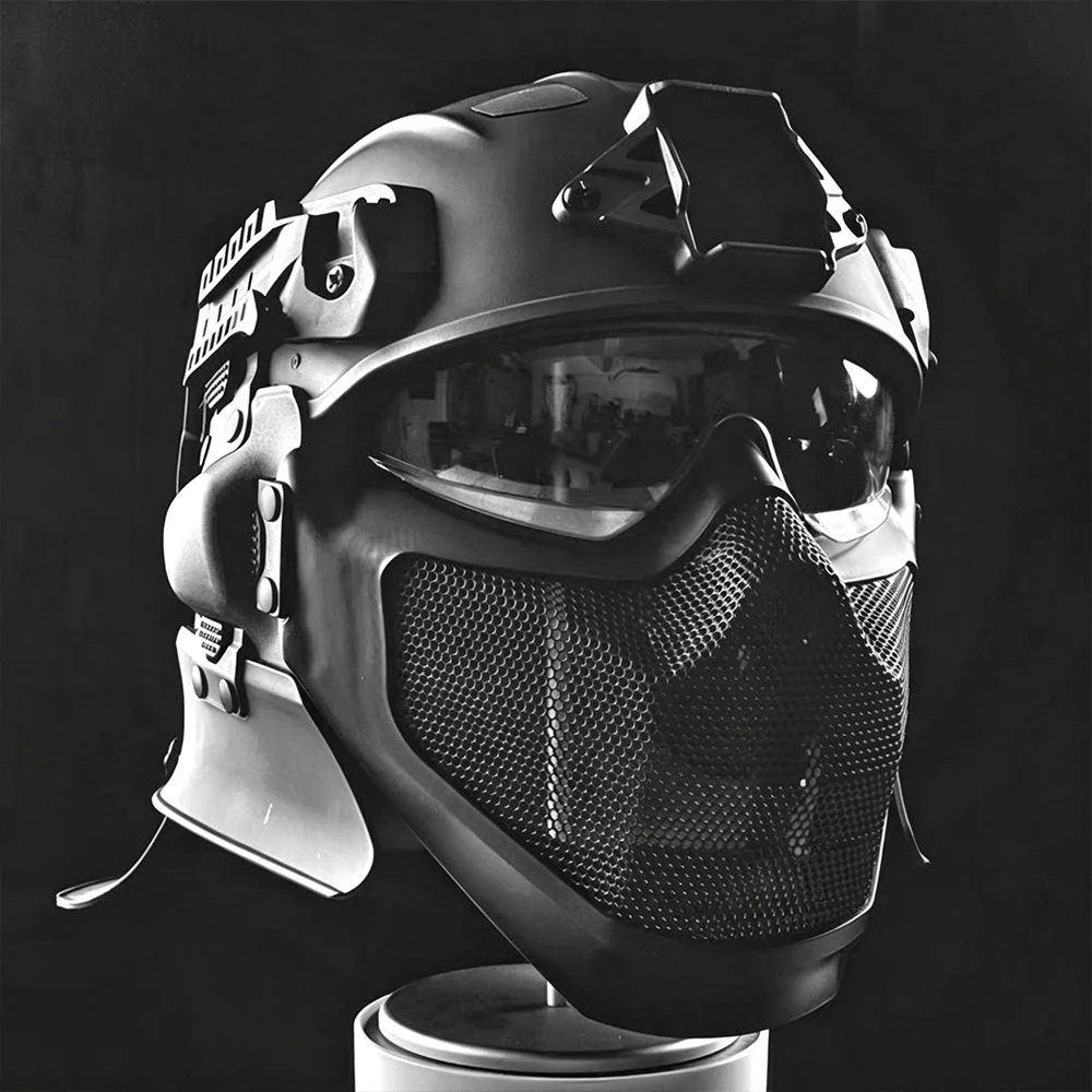 Casco táctico antidisturbios con gafas abatibles y máscara malla - imagen 2