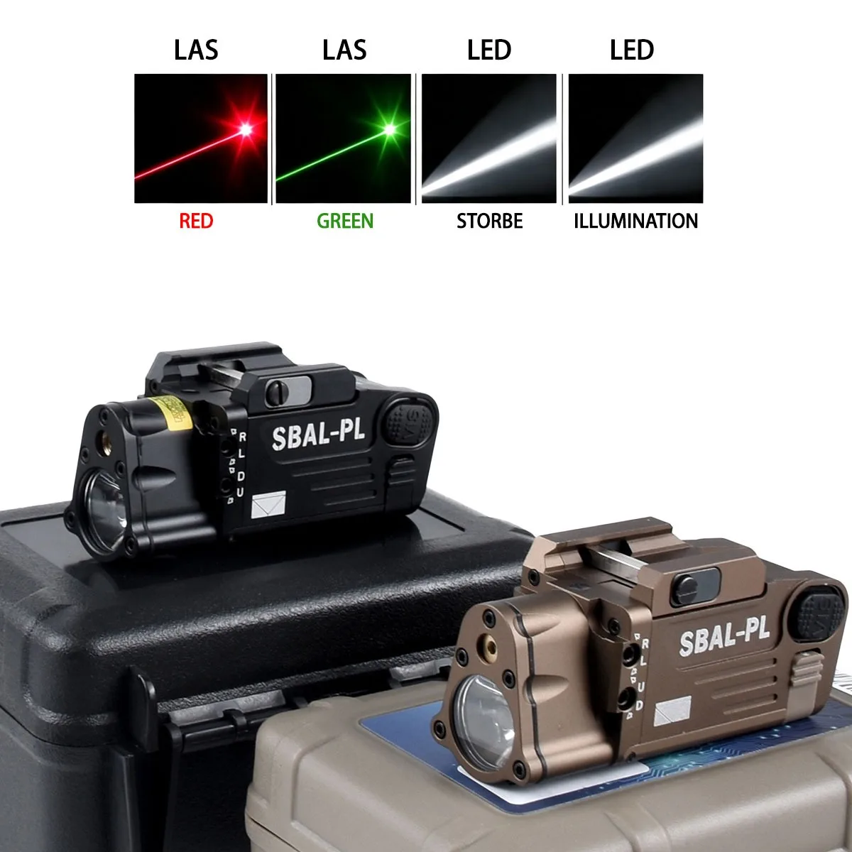 SBAL-PL Linterna táctica para pistola con láser verde, rojo e IR - imagen 5