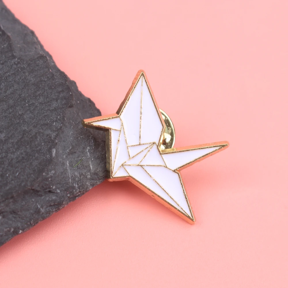 Broche estrella geometría moderna solapa minimalista línea dorada - imagen 5
