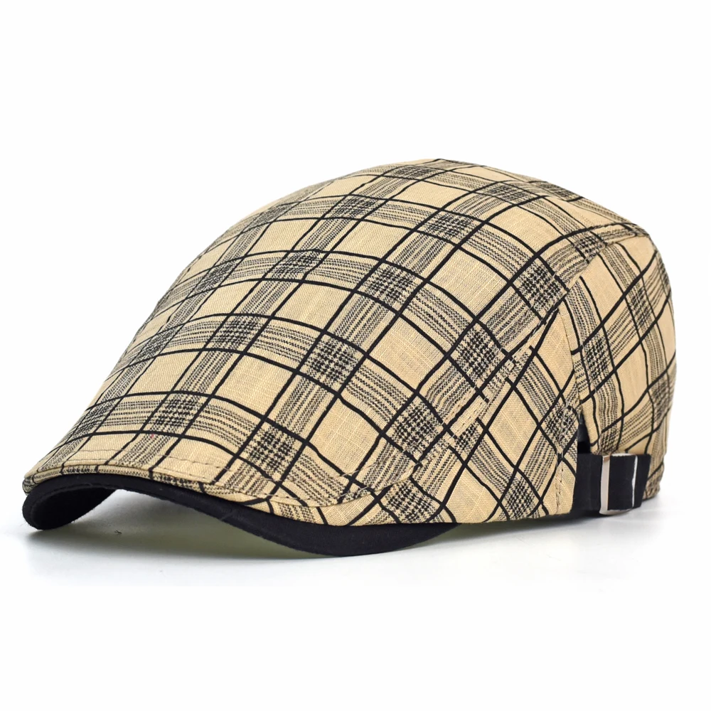 Gorra de malla transpirable a cuadros para exterior, boina informal - imagen 3