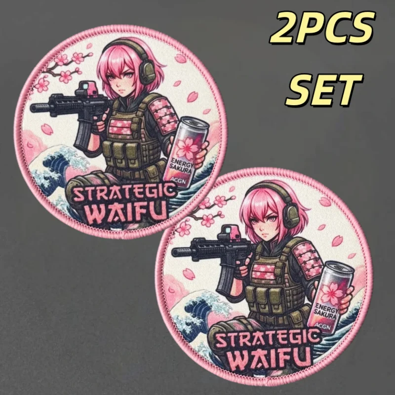 Parches tácticos anime chicas para chalecos y mochilas, adhesivos