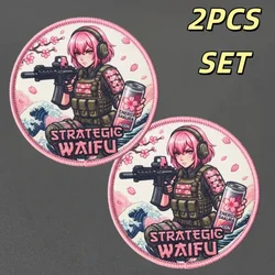 Parches tácticos anime chicas para chalecos y mochilas, adhesivos