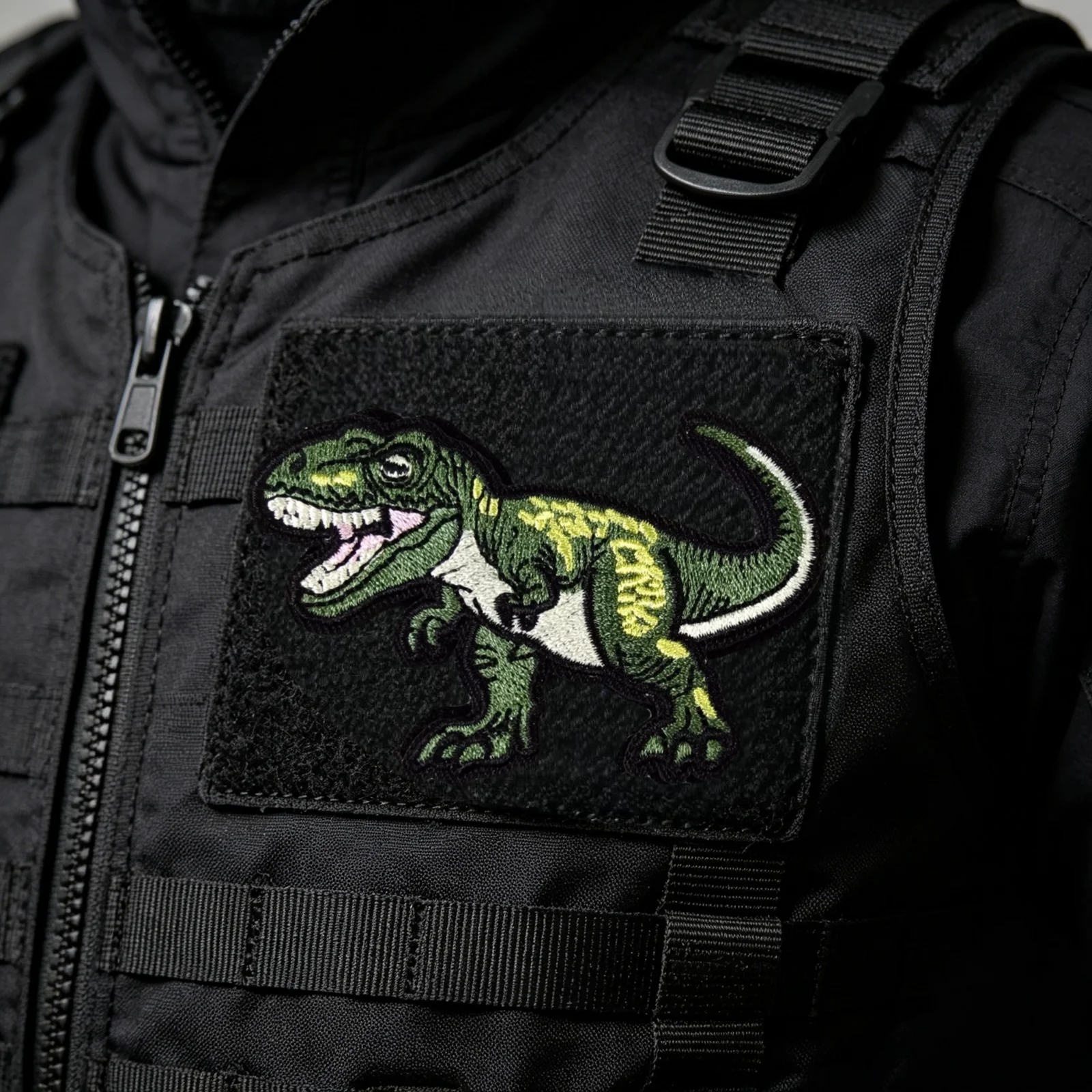 Parche bordado de dinosaurio táctico con velcro para mochilas - imagen 2