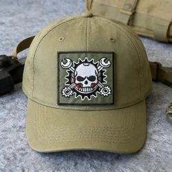Parche táctico calavera bordado gancho y bucle para moral chaqueta