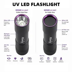 Mini linterna UV recargable 365/395nm – Detecta billetes, minerales, escorpiones
