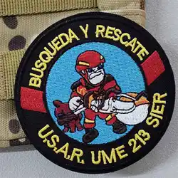 Parche táctica bordada búsqueda y rescate con velcro para mochila
