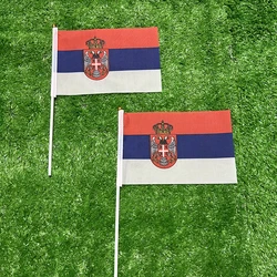 Bandera de mano de Serbia con asta plástica para eventos deportivos