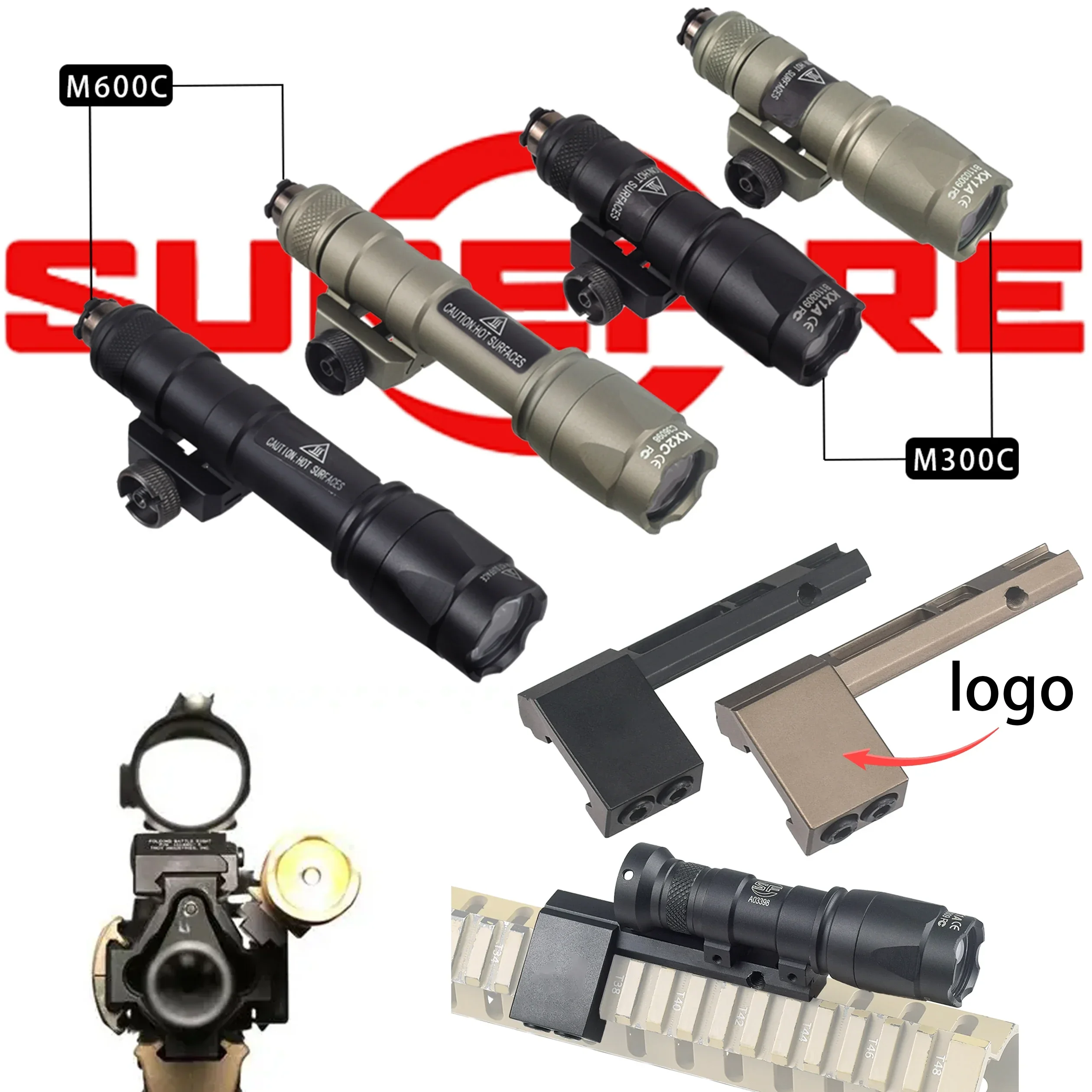 Soporte desplazado para linterna táctica Surefire vista frontal