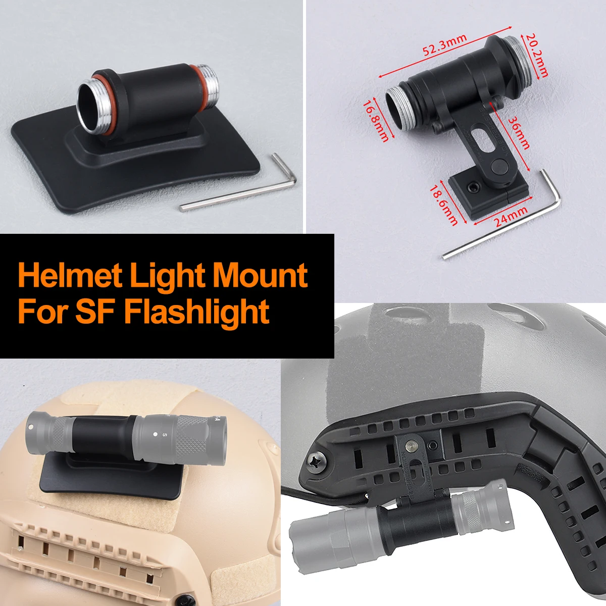 Soporte táctico M300 M300V para riel casco FAST ARC – Linterna Scout LED