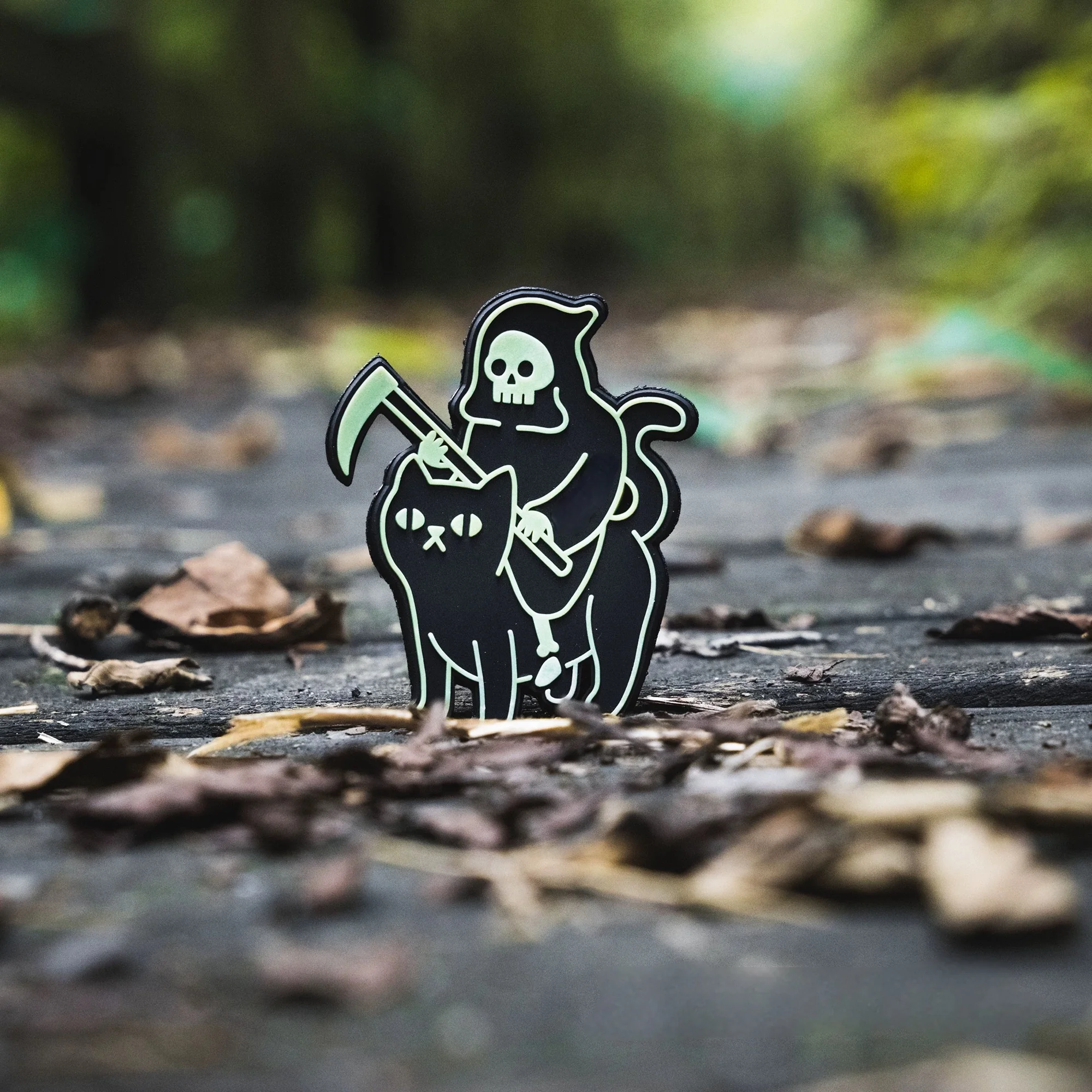 Parche táctico Hoz PVC fosforescente Reaper – Gancho y bucle