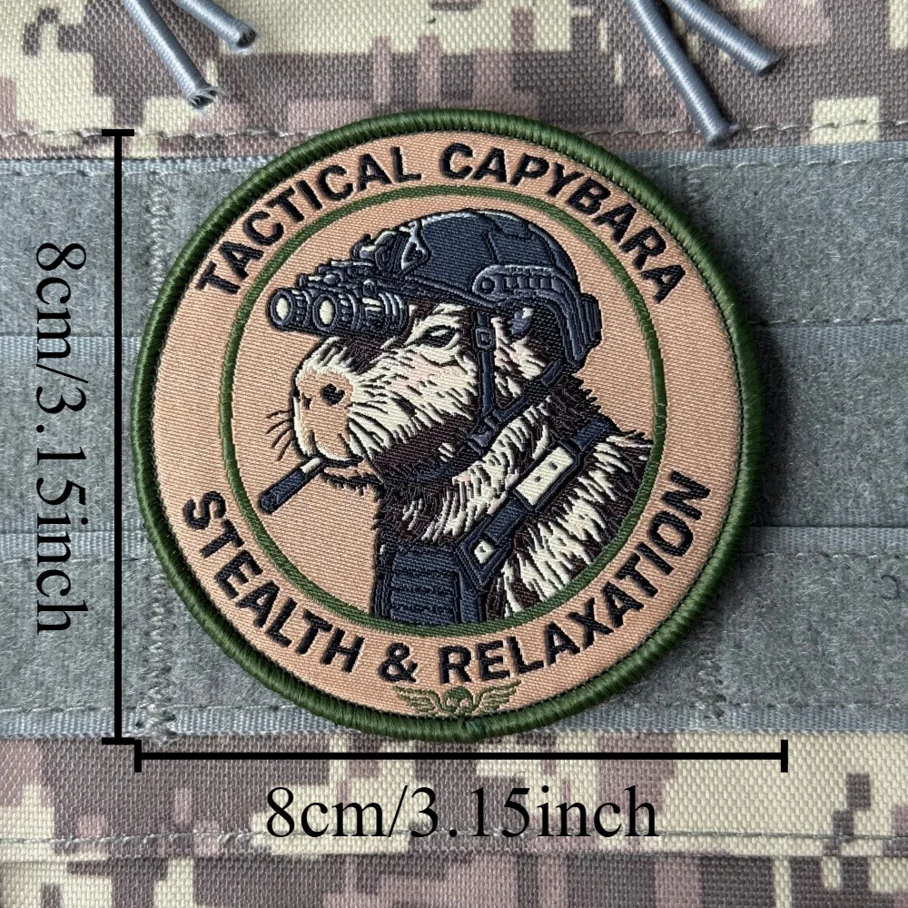 Parche Bordado Moral Táctico – Capibara y Animales Compatible MOLLE para Chaleco Militar - imagen 3