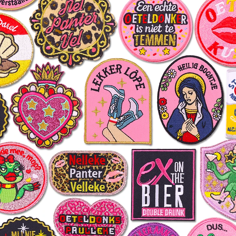 Parche bordado Oeteldonk rana rosa para coser o planchar