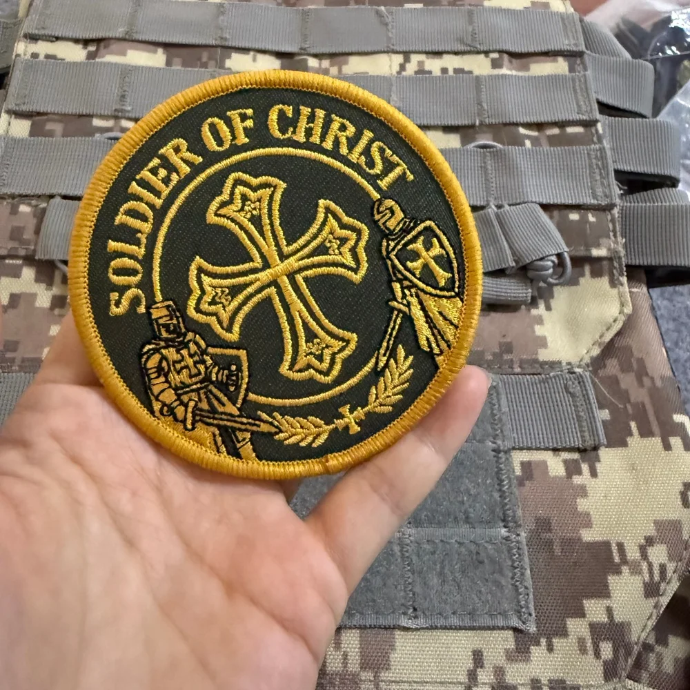 Parche táctico bordado Cruz caballero medieval con velcro insignia - imagen 5