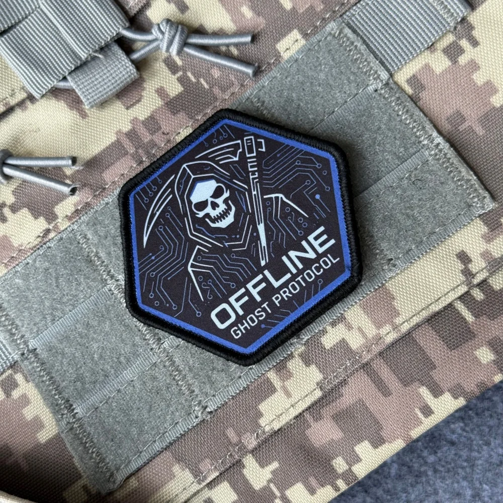 Parche cyberpunk Offline Ghost Protocol gancho para mochila - imagen 5