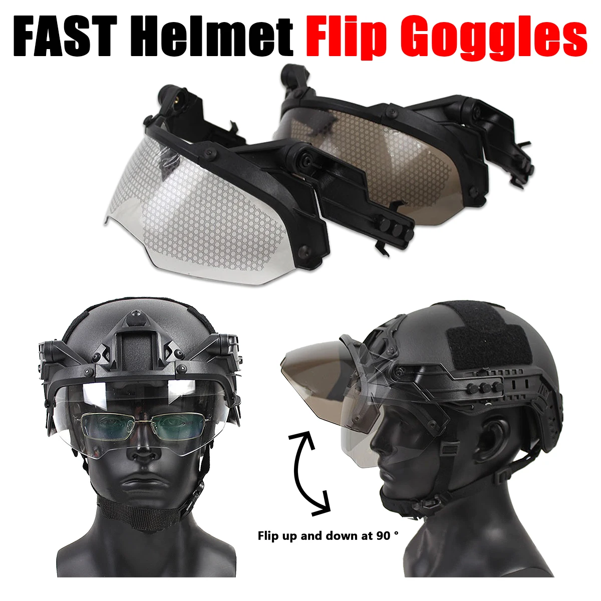 Casco táctico MICH 2000 abatible Airsoft con gafas antiempañantes - imagen 2