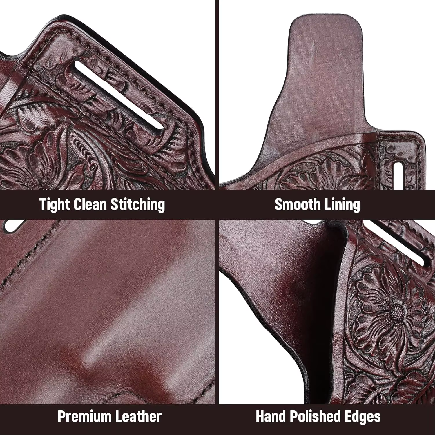 Funda de pistola táctica OWB Western de cuero tallado a mano - imagen 5