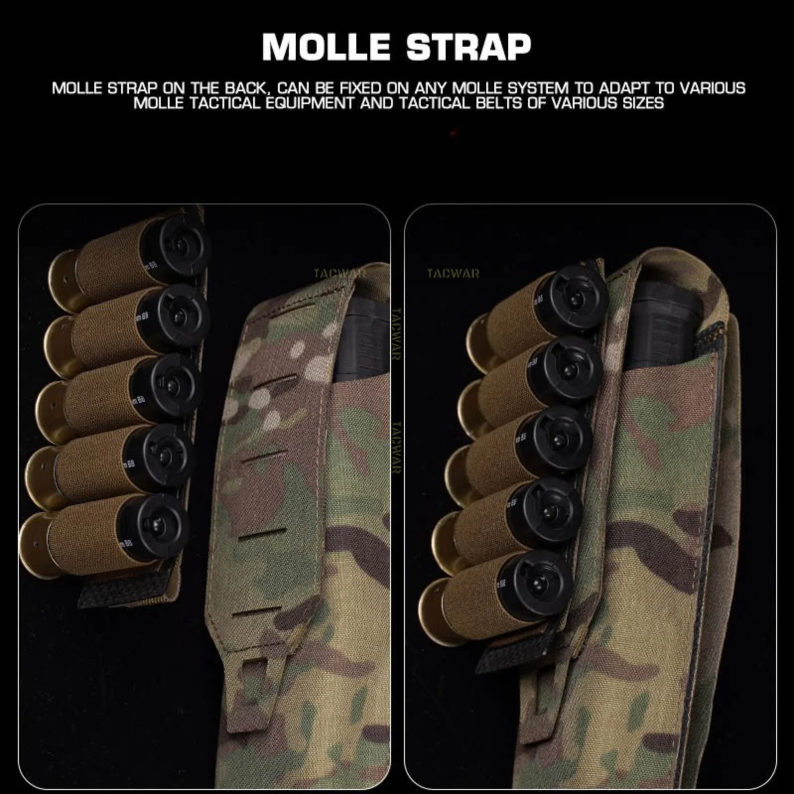 Portacargador táctico elástico MOLLE para escopeta, caza y airsoft - imagen 2