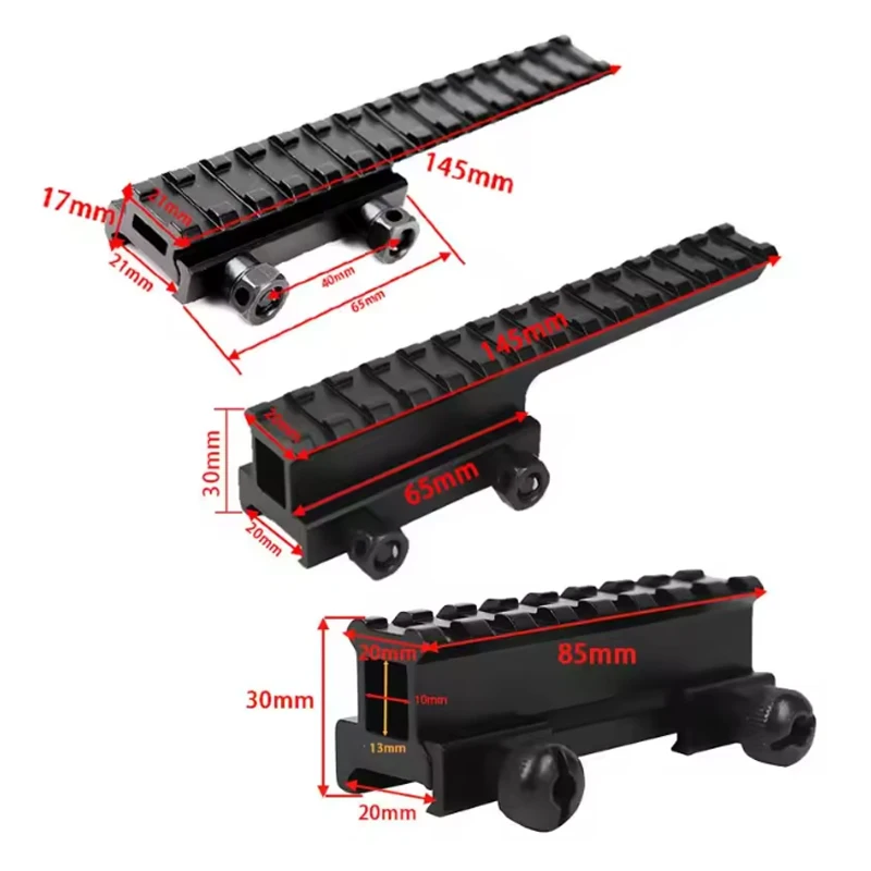 Adaptador Picatinny de cola de golondrina elevador para miras rojo - imagen 2