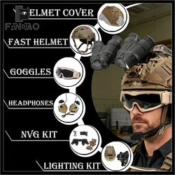 Casco táctico airsoft con luz, linterna y gafas protección