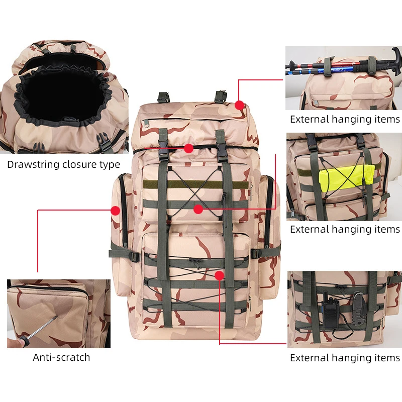 Mochila táctica gran capacidad para senderismo, montañismo y escalada - imagen 3