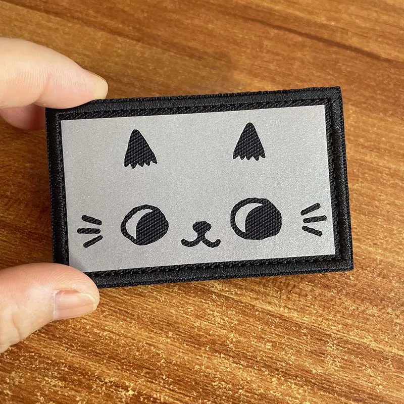 Parche reflectante IR de gato caricatura – para coser o planchar - imagen 3