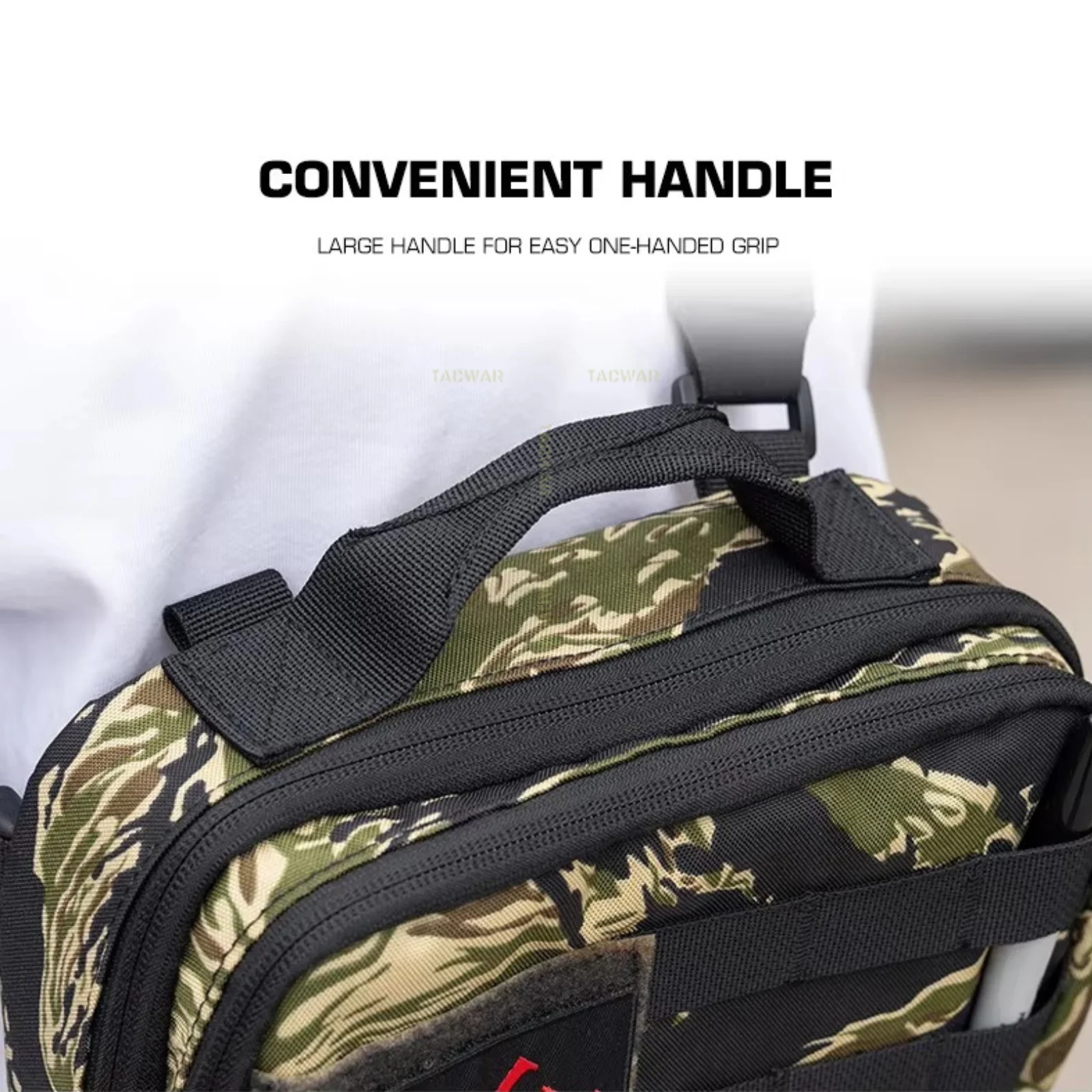 Riñonera táctica EDC bolso de hombro con asa y doble cremallera - imagen 5