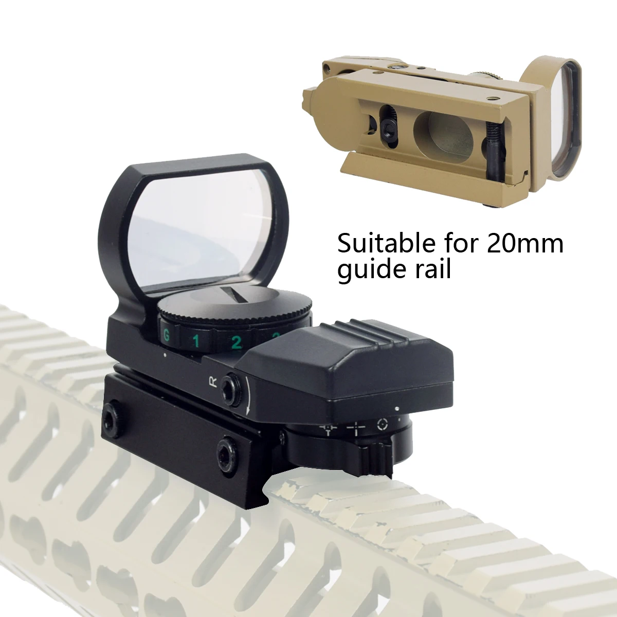 Mira táctica holográfica punto rojo y verde 20mm rail MOLLE - imagen 2