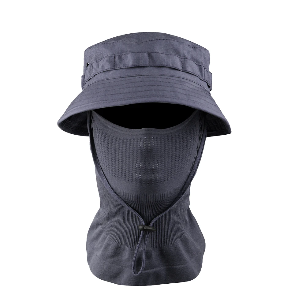 Sombrero boonie plegado junto al protector de cuello compacto