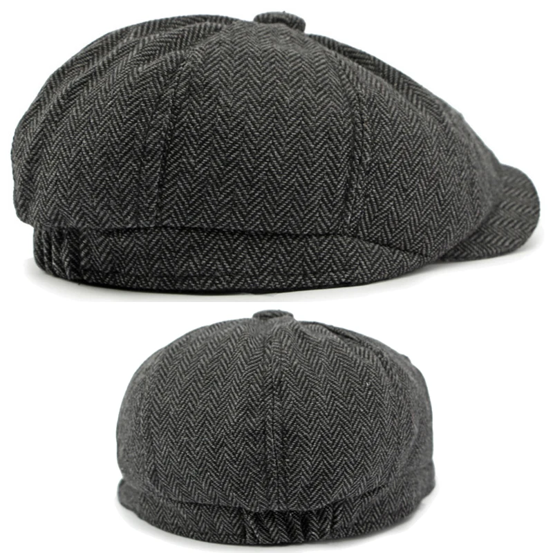 Gorra plana octogonal estilo británico de sarga verde y rojo