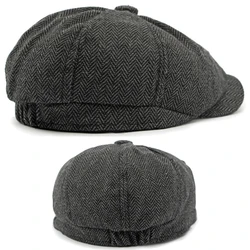 Gorra plana octogonal estilo británico de sarga verde y rojo