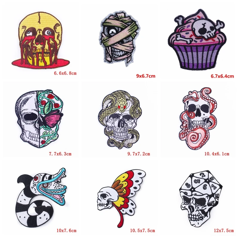 Parche Prajna calavera punk – bordado termoadhesivo