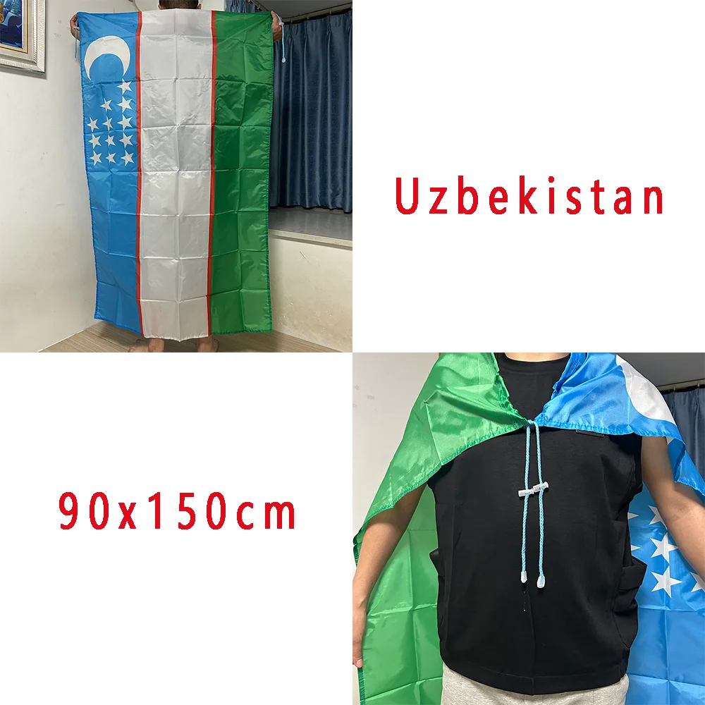 Bandera de Uzbekistán tipo chal en poliéster para interior y exterior - imagen 5