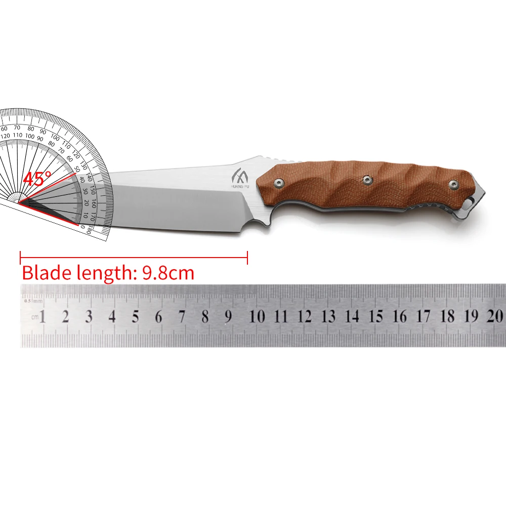 Cuchillo hoja fija táctico para exteriores con mango de lino y funda - imagen 3