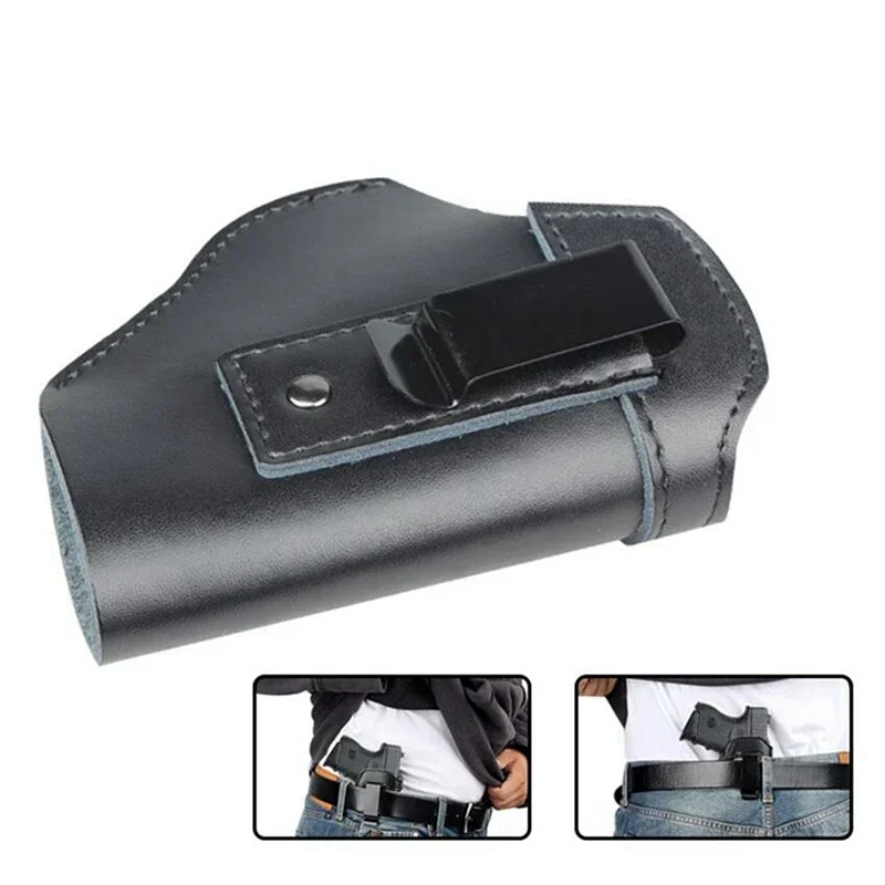 Funda táctica de cuero negra para pistola