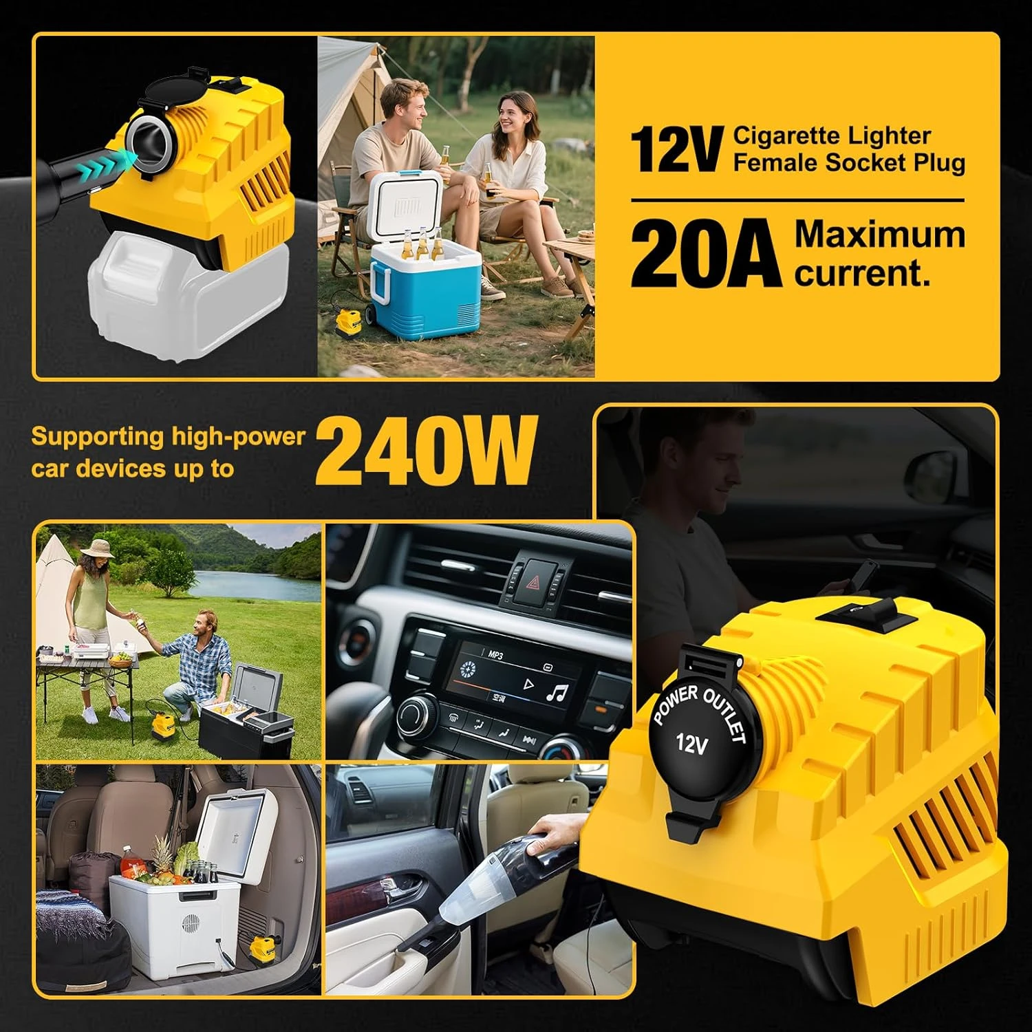 Adaptador 18V a 12V Baterías Makita, Milwaukee, Dewalt – 20A USB-C - imagen 3