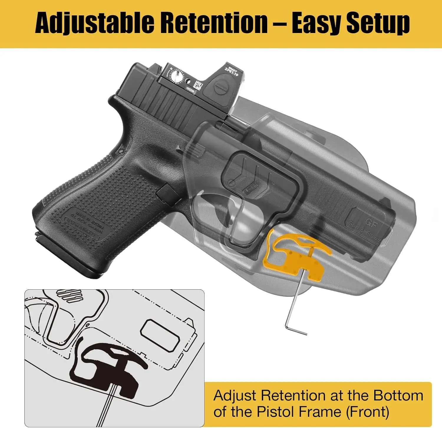 Funda OWB táctica Glock nivel II exterior cinturón mano derecha - imagen 3