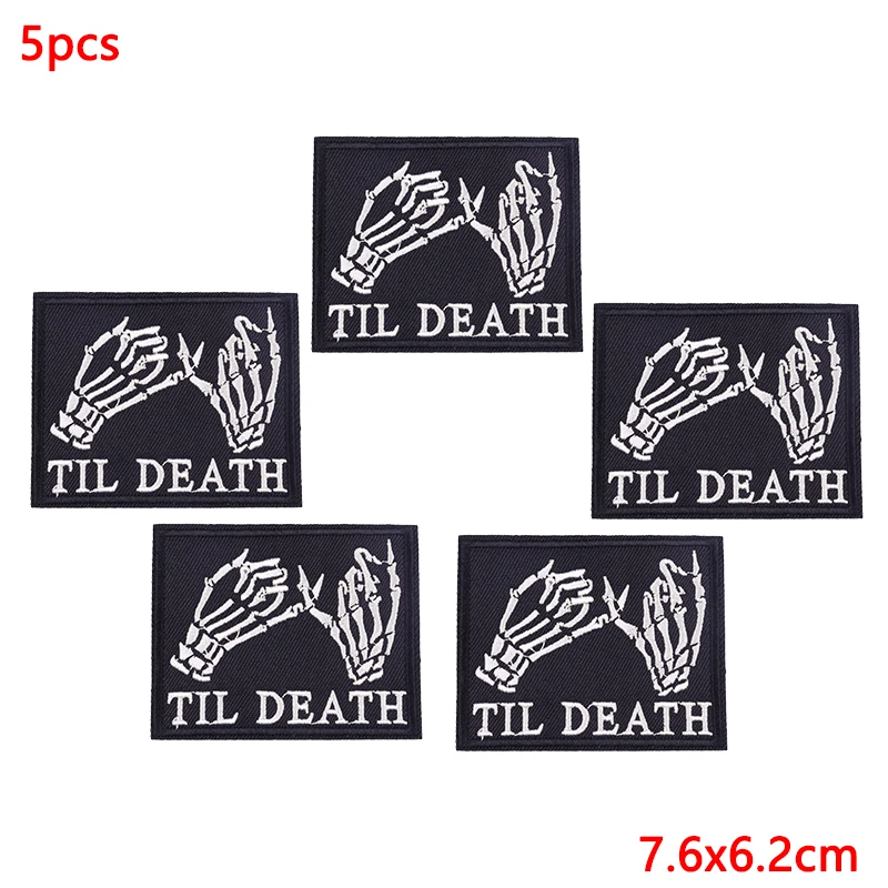 Parche bordado termoadhesivo calavera punk para mochila táctica - imagen 5