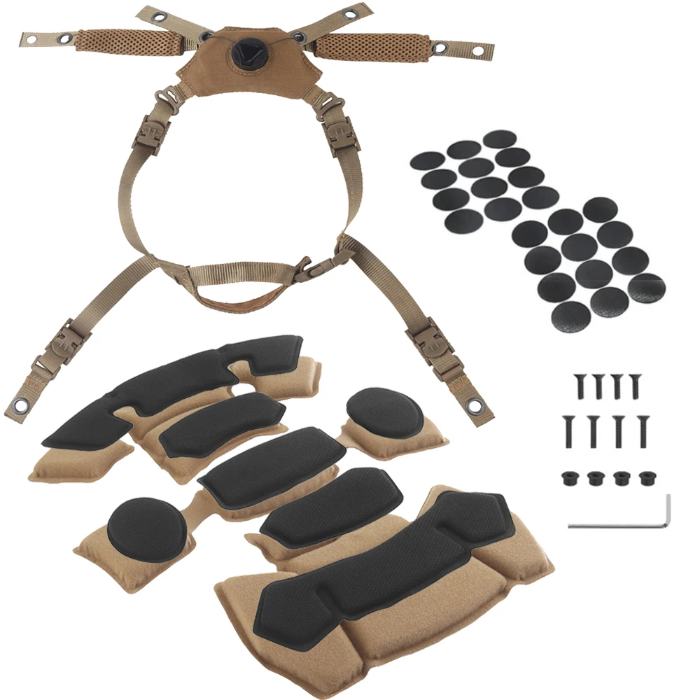 Sistema suspensión casco táctico M-LOK MICH – Correa barbilla acolchada Airsoft - imagen 2