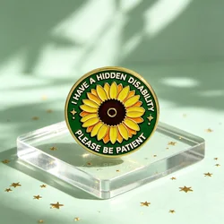 Pin de solapa metal girasol con mensaje de paciencia discreta